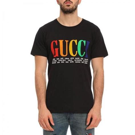 gucci t shirt black rainbow|gucci polo shirt cheap.